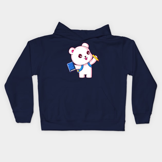 Cute polar bear go to school Kids Hoodie by Ardhsells